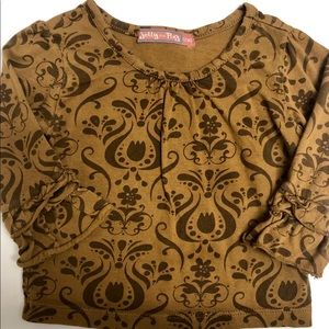 5/$25 Jelly the Pug brown toile long sleeve